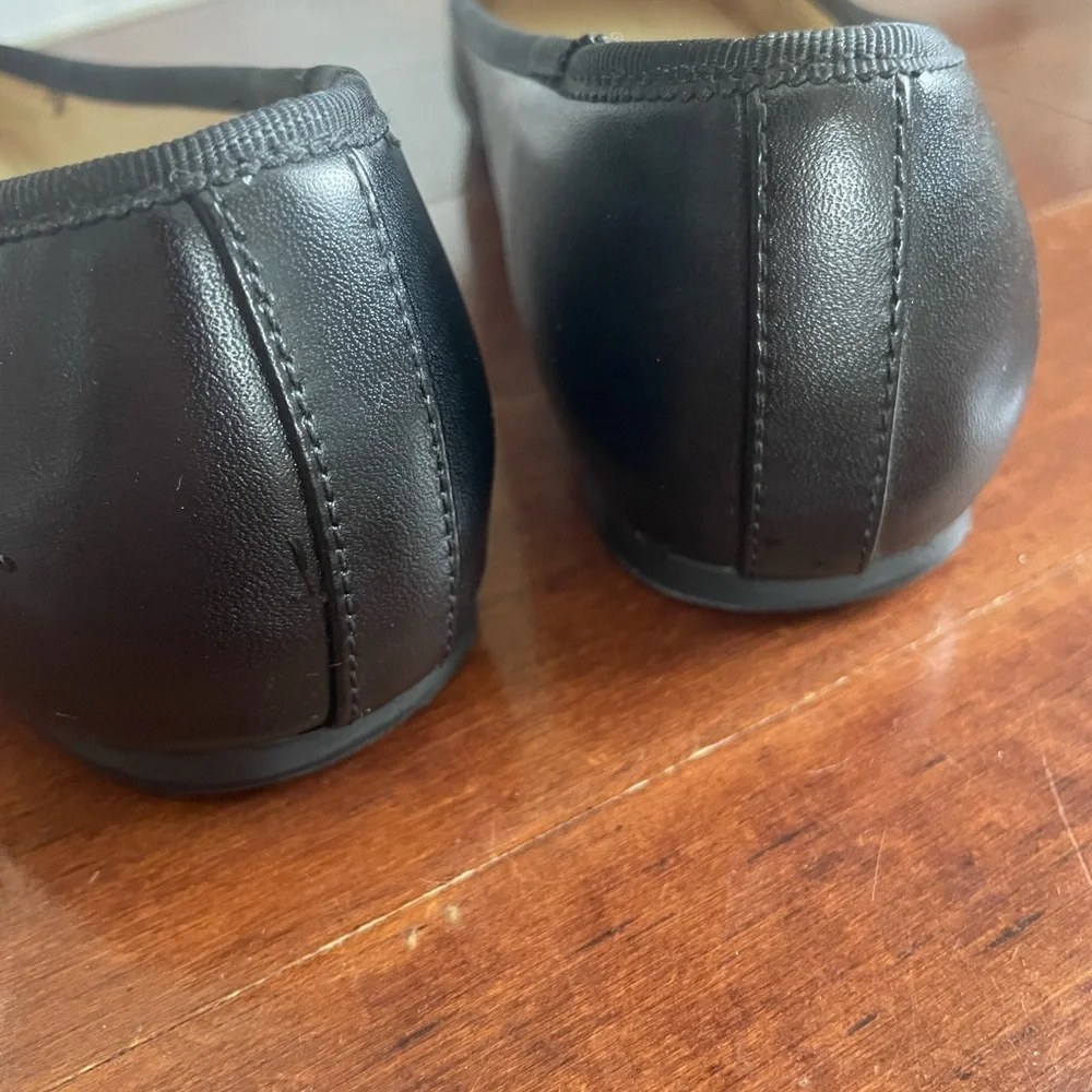 Nine West Black Women's Leather Ballet Flats with Patent Cap Toe